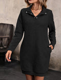 Long-sleeved solid color sweatshirt dress