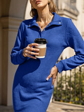 Long-sleeved solid color sweatshirt dress