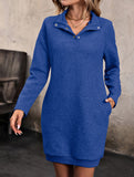 Long-sleeved solid color sweatshirt dress