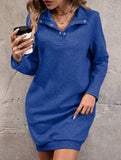 Long-sleeved solid color sweatshirt dress