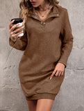 Long-sleeved solid color sweatshirt dress