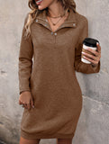 Long-sleeved solid color sweatshirt dress