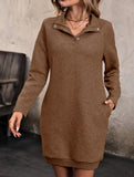 Long-sleeved solid color sweatshirt dress