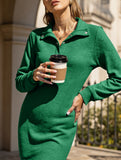 Long-sleeved solid color sweatshirt dress