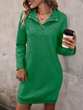 Long-sleeved solid color sweatshirt dress