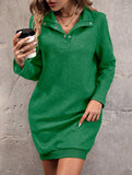 Long-sleeved solid color sweatshirt dress