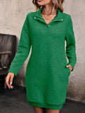 Long-sleeved solid color sweatshirt dress