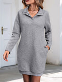 Long-sleeved solid color sweatshirt dress