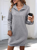 Long-sleeved solid color sweatshirt dress