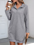 Long-sleeved solid color sweatshirt dress