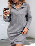 Long-sleeved solid color sweatshirt dress