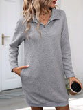 Long-sleeved solid color sweatshirt dress