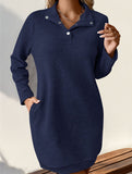 Long-sleeved solid color sweatshirt dress