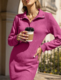 Long-sleeved solid color sweatshirt dress