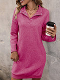 Long-sleeved solid color sweatshirt dress