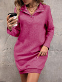 Long-sleeved solid color sweatshirt dress