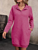 Long-sleeved solid color sweatshirt dress