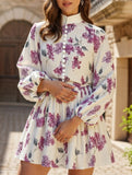 Fashionable long-sleeved tie-print dress