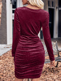 Casual solid color halter neck sexy velvet dress