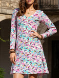 Casual V-print A-line dress
