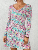 Casual V-print A-line dress