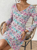 Casual V-print A-line dress