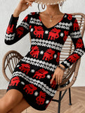 Casual V-print A-line dress