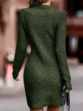 Round neck long-sleeved bodycon sweater dress