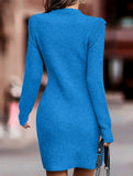 Round neck long-sleeved bodycon sweater dress