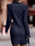 Round neck long-sleeved bodycon sweater dress