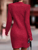 Round neck long-sleeved bodycon sweater dress