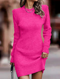 Round neck long-sleeved bodycon sweater dress