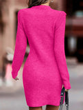 Round neck long-sleeved bodycon sweater dress