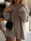 Fashionable loose-fitting pullover knit sweater