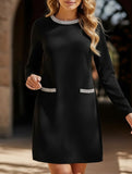 Solid color casual round neck dress