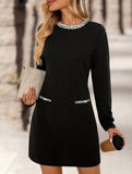 Solid color casual round neck dress