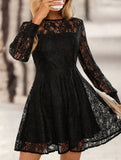Solid color double-layer lace dress