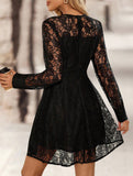 Solid color double-layer lace dress