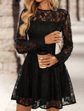 Solid color double-layer lace dress