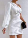Asymmetrical off-shoulder dress