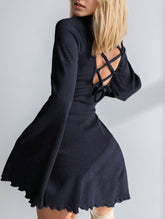 Casual bell-sleeve backless dress