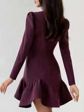 A-line dress with ruffles and puff sleeves