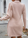 Solid color long-sleeved sweater dress