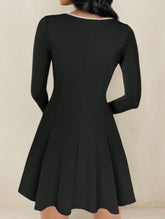 Lace-trimmed square neck A-line dress