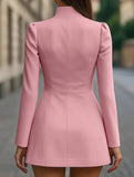 Slim-fit stand-up collar single-breasted dress