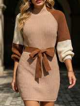 Casual patchwork slim waist loose short dress