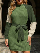 Casual patchwork slim waist loose short dress