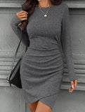 Fashionable knitted slim-fit long-sleeved dress