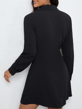 Black button-down long-sleeved collared dress