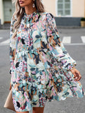 Casual Printed Long-Sleeved Dress